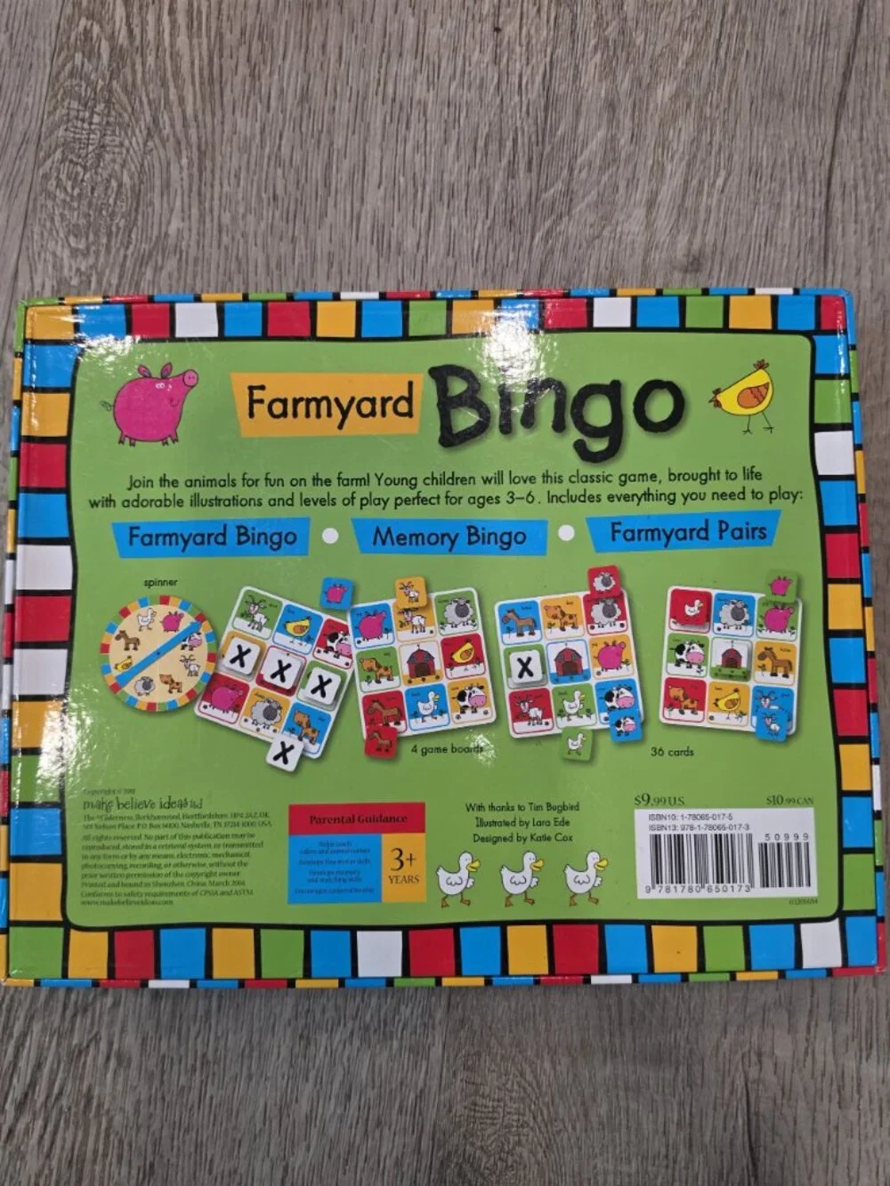 Farmyard Bingo Game For Kids Ages 3-6 With Spinner Cards & Game Boards